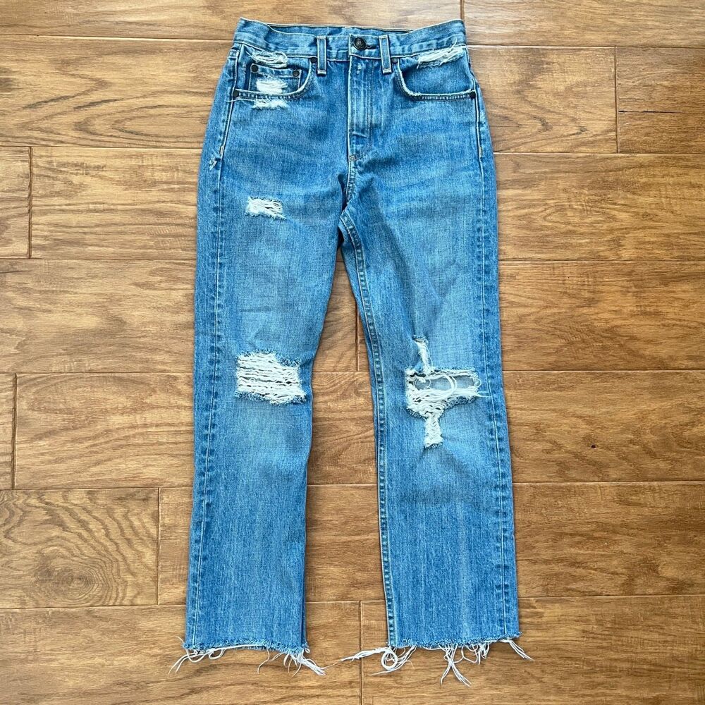 Rag & Bone Jeans Women's Size 25 Straight Distressed Shaker Light Wash